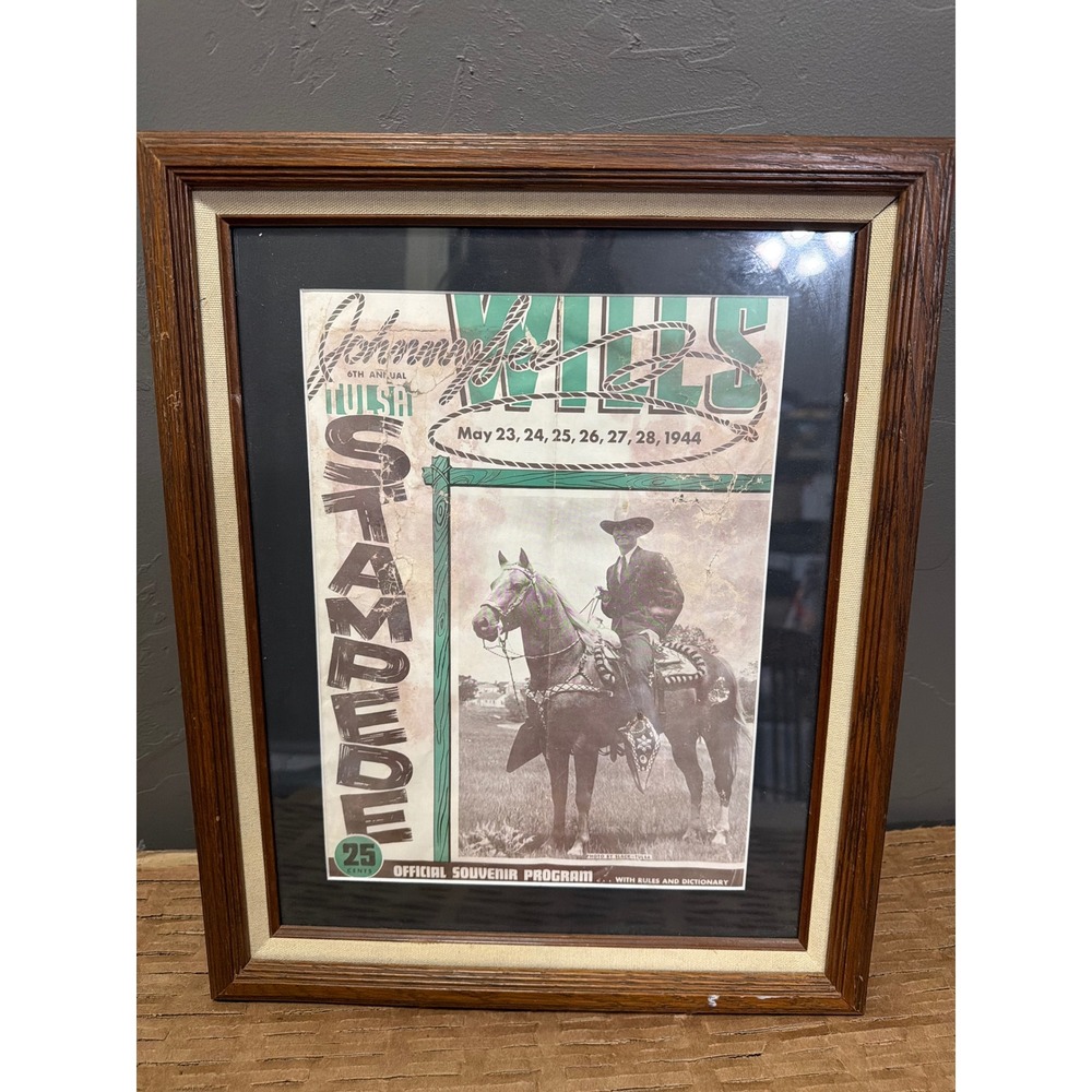 Vintage 1944 Tulsa Stampede Program Johnnie Lee Wills Framed Western Americana